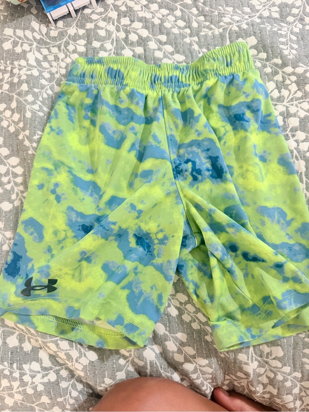 Under Armour Lime Green and Blue Tie-Dye Athletic Shorts - Picture 3 of 3